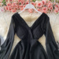 Sexy low cut deep V-neck dress with slim waist  3305