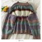 Elegant color contrast stripe round neck long sleeve Pullover Sweater women  2071