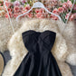 Low cut Strapless A-line skirt suspender dress  2928