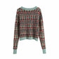Retro Gericht Stil Jacquard Quadrat Kragen Design Sinn Strickjacke Frauen dünner kurzer Pullover Mantel,BILLIGE VERKÄUFE! 1469 
