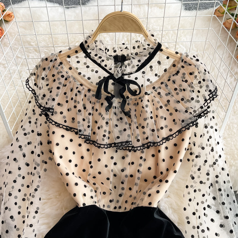 Super Fairy Kleid 3257 aus gepunktetem Mesh-Samt