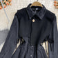 Slim waist, fake two waistcoats, lapel denim dress  3116