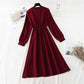 Lace doll neck red dress  2312