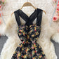 French retro style backless floral suspender dress  2902