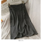 Korean retro waist closed to show thin solid color versatile skirt for women  2659