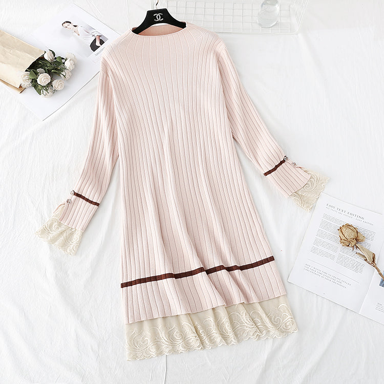 Two fake skirts with royal sister sweater and lace stitching  2296