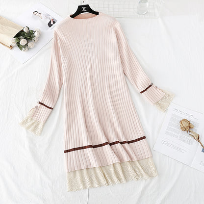 Two fake skirts with royal sister sweater and lace stitching  2296