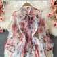 Slim high waist Floral Chiffon Dress  2988