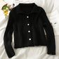 Slim slim vertical stripe Lapel single breasted cardigan sweater women  2028