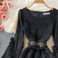 Round neck waist Ruffle Dress  3003