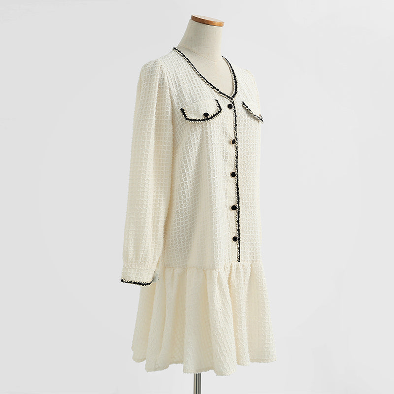 Long sleeves show thin temperament, small black skirt reduce age, foreign style tea break  2427