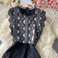 Lace Panel contrast slim wrap hip dress  2892