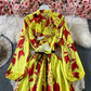 Slim and slim, lotus leaf border, waist closed and large swing A-shaped skirt  2967
