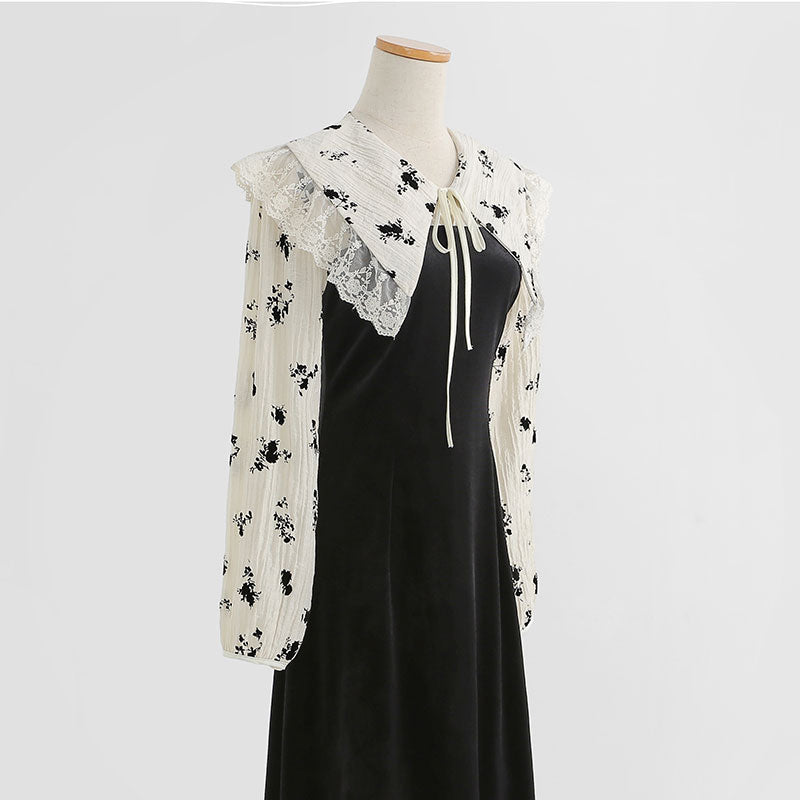 New style temperament small black dress early autumn fashion golden velvet dress  2237