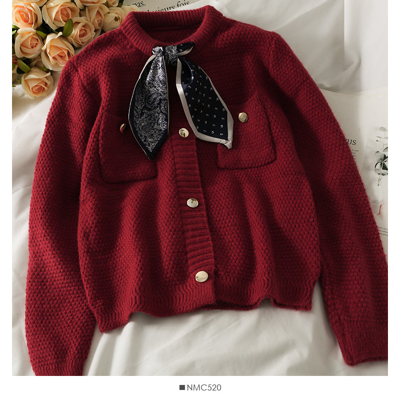 Sweater Vintage bow sweater long sleeve  1735