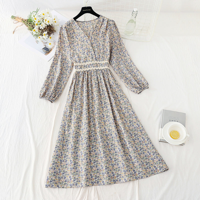New French tea break early spring chiffon skirt long  2313