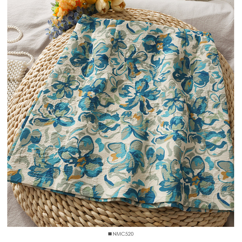 Hong Kong Vintage printed high waist slim short Hip Wrap Skirt for women  2619