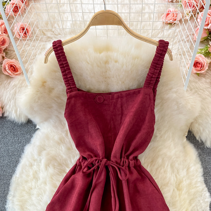 Gentle wind closing waist thin corduroy dress  3234
