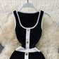 Slim waisted U-neck knit wrap hip dress  2783