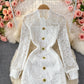 Light luxury medium length stand collar lace Hip Wrap Dress long sleeve  3236