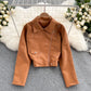 Leather women's slim and versatile Motorcycle Jacket  1559