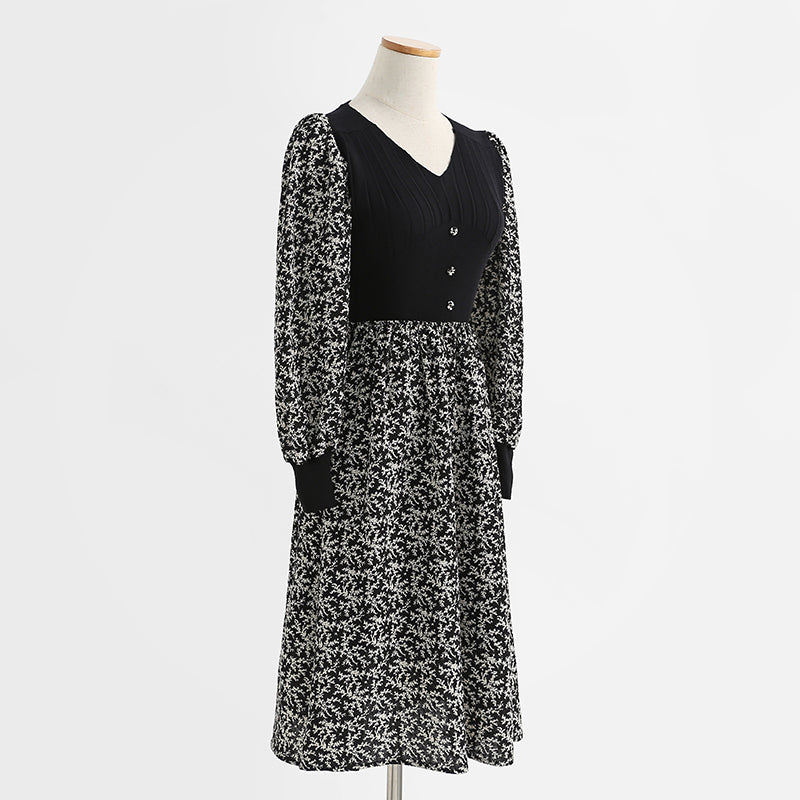 New Retro long skirt stitched black knitted skirt premium skirt  2255