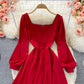 Style retro temperament medium long high waist slim dress  3103