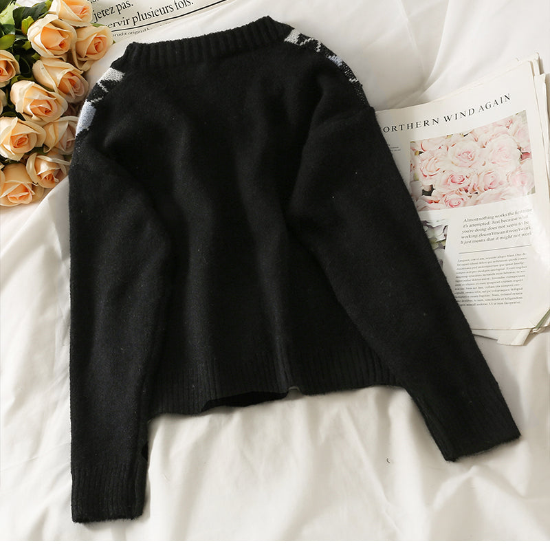 Knitwear women's autumn decoration slim V-neck versatile sweater  1955