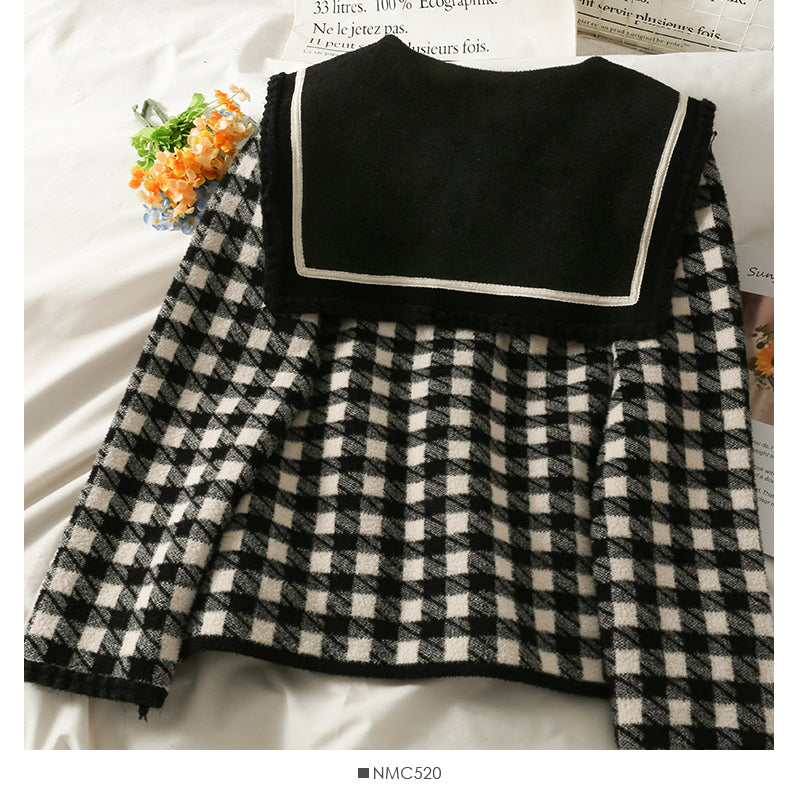 Manteau ample à simple boutonnage avec col de poupée et surpiqûres contrastées 2126