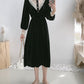 Lace V-neck velvet dress  2163