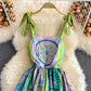 Printed strapless dress medium length high waist slim suspender skirt  3222
