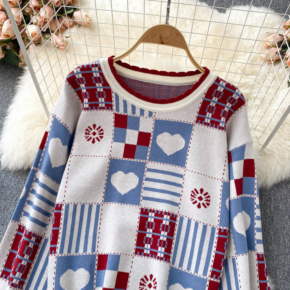 Süßer Strickpullover mit langen Ärmeln 1474