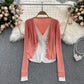 French V-neck single breasted top  1618