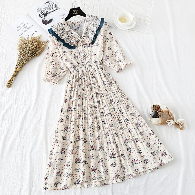 Vintage Floral Chiffon Dress  2193