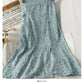 Mittellanger Retro-Rock mit hoher Taille und schmaler Brust und Blumenmuster 2575