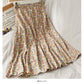 Sweet wind printed high waist slim A-line large swing skirt  2653