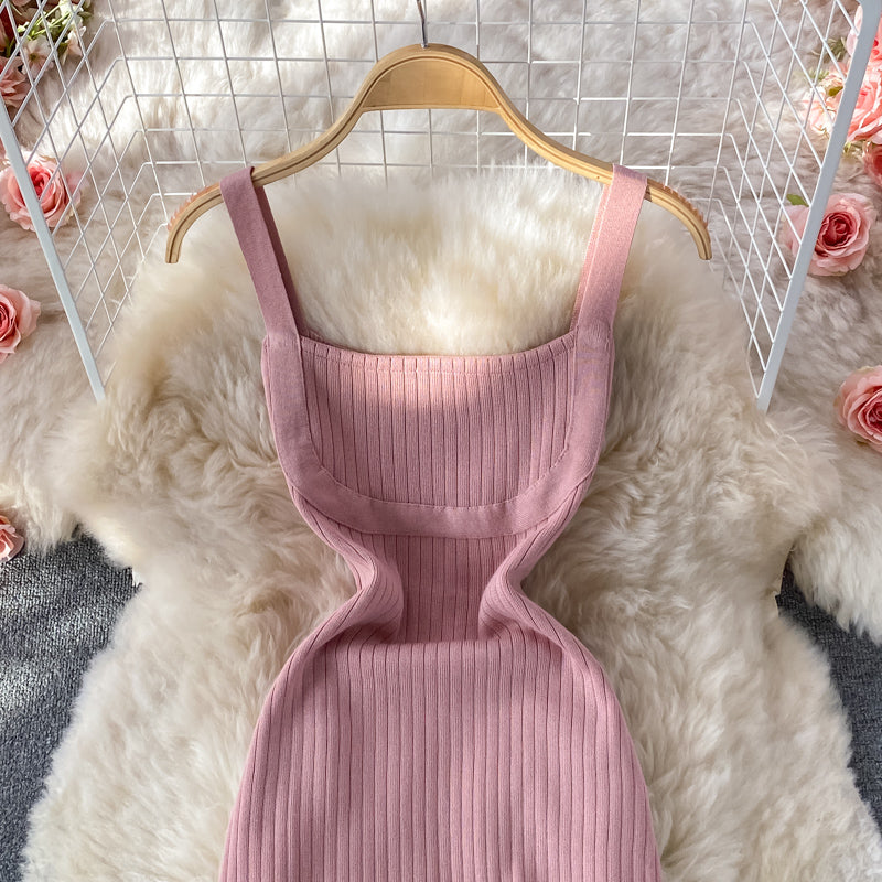 Knitted suspender fashion tight and thin Hip Wrap Dress  2823
