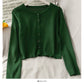Netzroter, gleicher, einreihiger, kurzer, eng anliegender, langärmliger Strickcardigan 1694