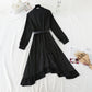 Versatile patchwork irregular loose slim French dress  2314