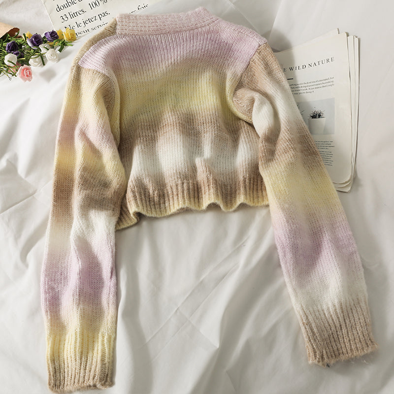 Süßer, farblich passender, farblich abgestimmter Kurzpullover mit Schleife 1783
