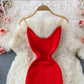 Ice silk knitted suspender dress  2996