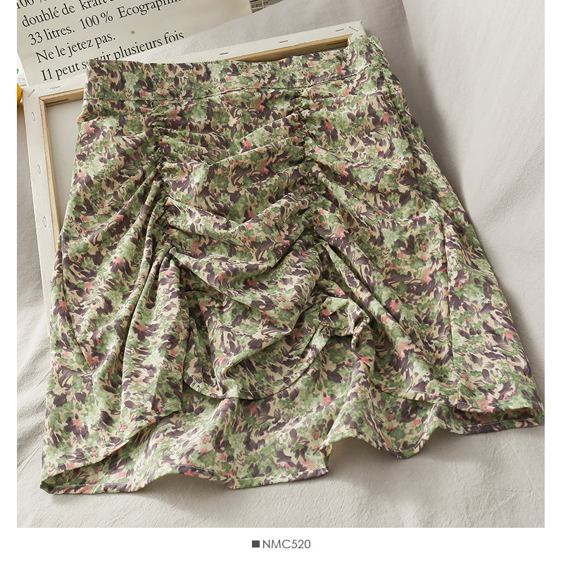 Koreanischer Blumenfaltenrock mit hoher Taille 2618