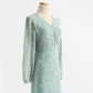 New long sleeved V-neck Floral Dress  2236