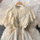 Französisches schlankes Temperament schmales Spitzenkleid mit Stehkragen 3340