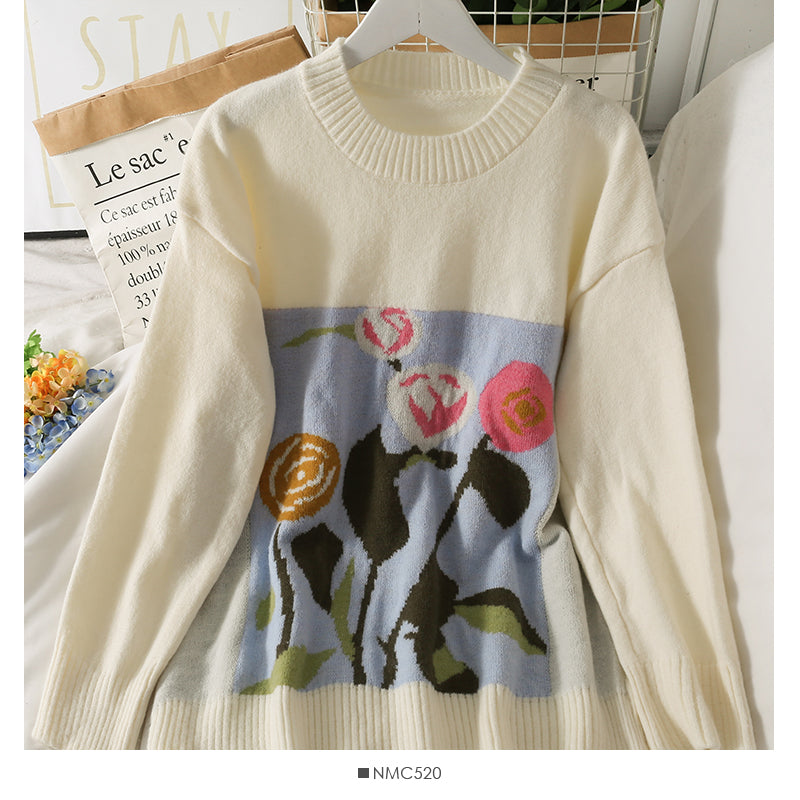 Sweater thin medium long round neck sweater Korean versatile top  2013