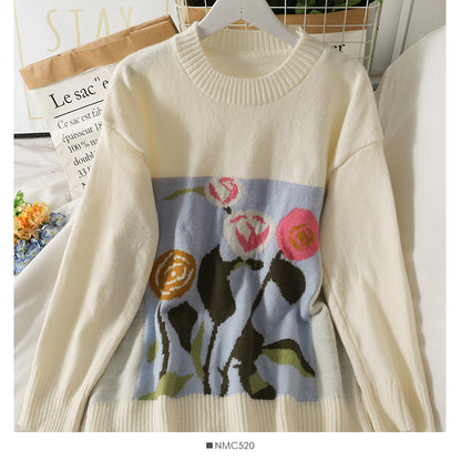Sweater thin medium long round neck sweater Korean versatile top  2013