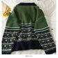 Korean retro fungus edge stitched round neck long sleeve Pullover Sweater  1979