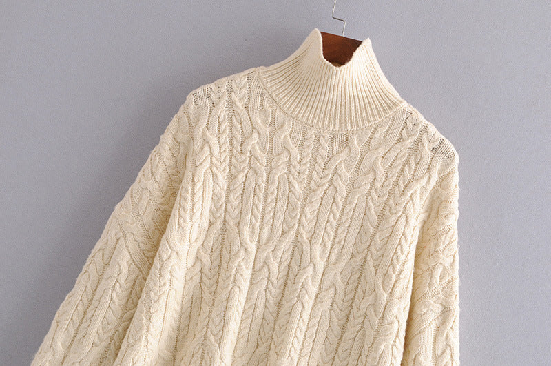Pull col roulé femme pour l'automne en tricot à huit brins 1370