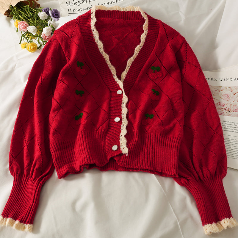 Süßer Cardigan in Kirschrot 1481