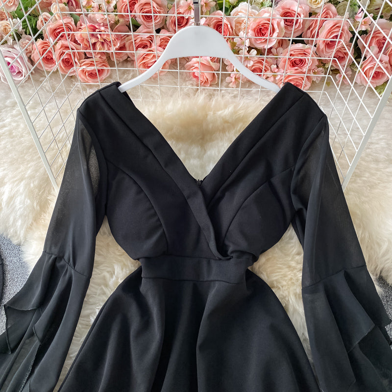 Sexy low cut deep V-neck dress  3428